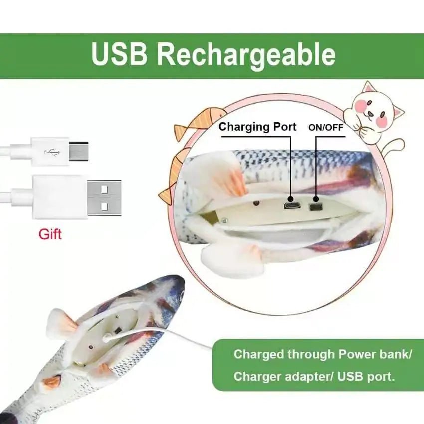 Cats USB Charger Interactive Toy Fish - Pawfect Puppies